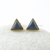 Labradorite Stud Earrings - 10x10mm Triangle - Solid Silver - Gold Plated Studs - High Quality Jewelry - Gift For Niece - Jewelry For Girls